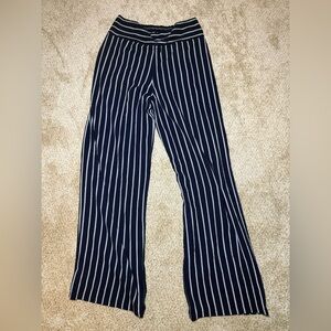 Veronica M Navy and White Striped Wide Leg Pants